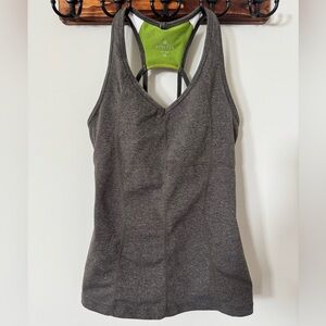 Athleta XS Gray Racerback Athletic Tank Top with Unpadded Built-In Bra